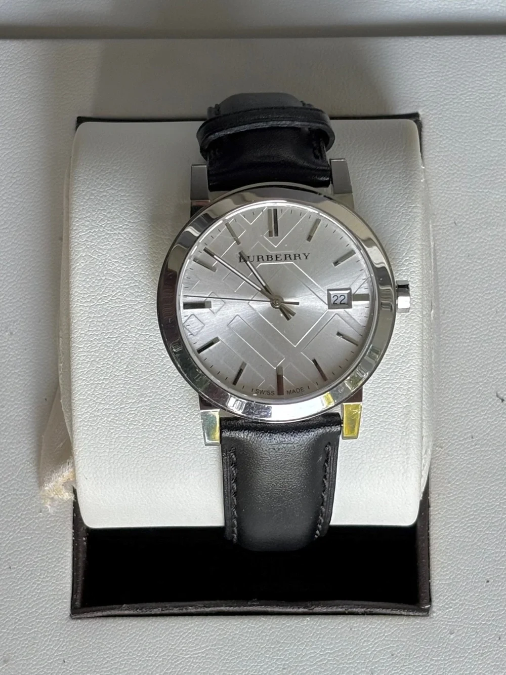 Burberry White Silver Black Strap The City Watch